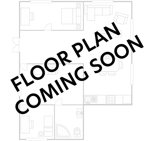 Floor plan for 1 bed, 1 bath, 637 sqft